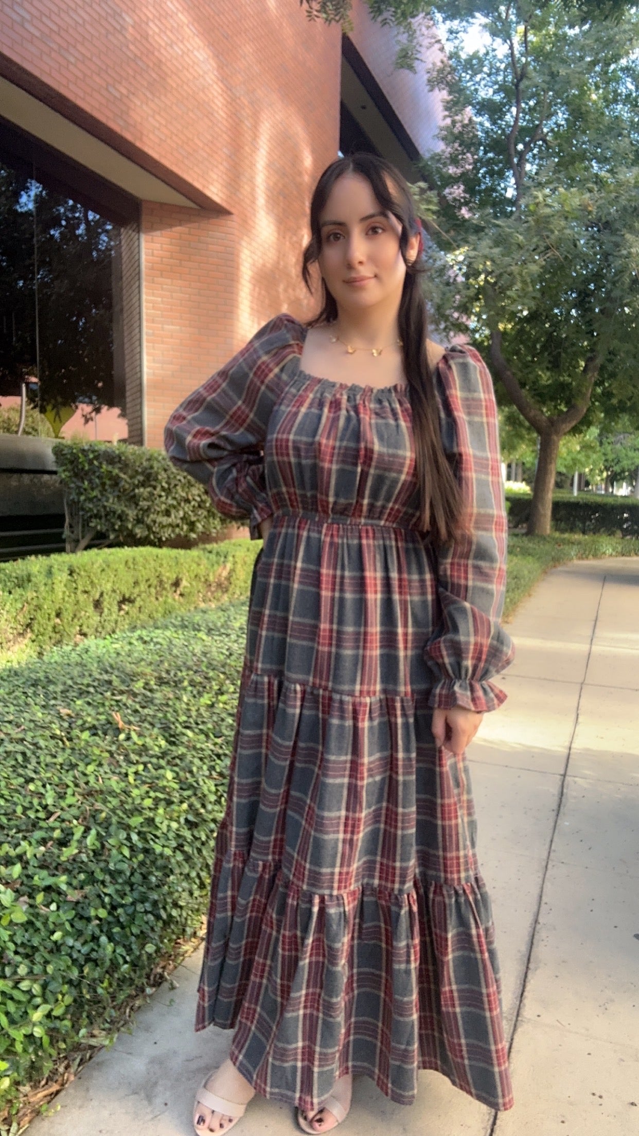 Plaid Midi Dress