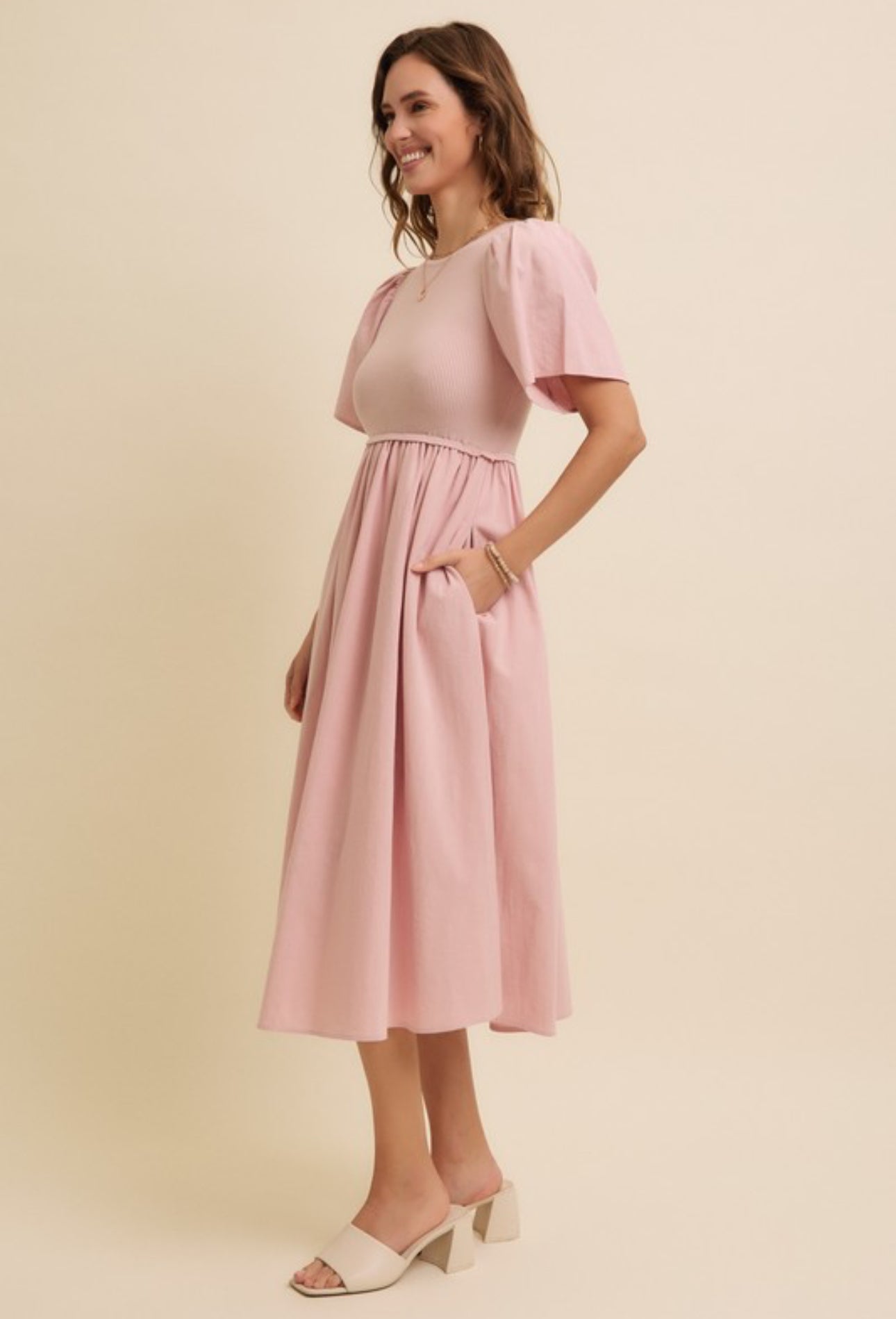 Pink Vest Midi Dress