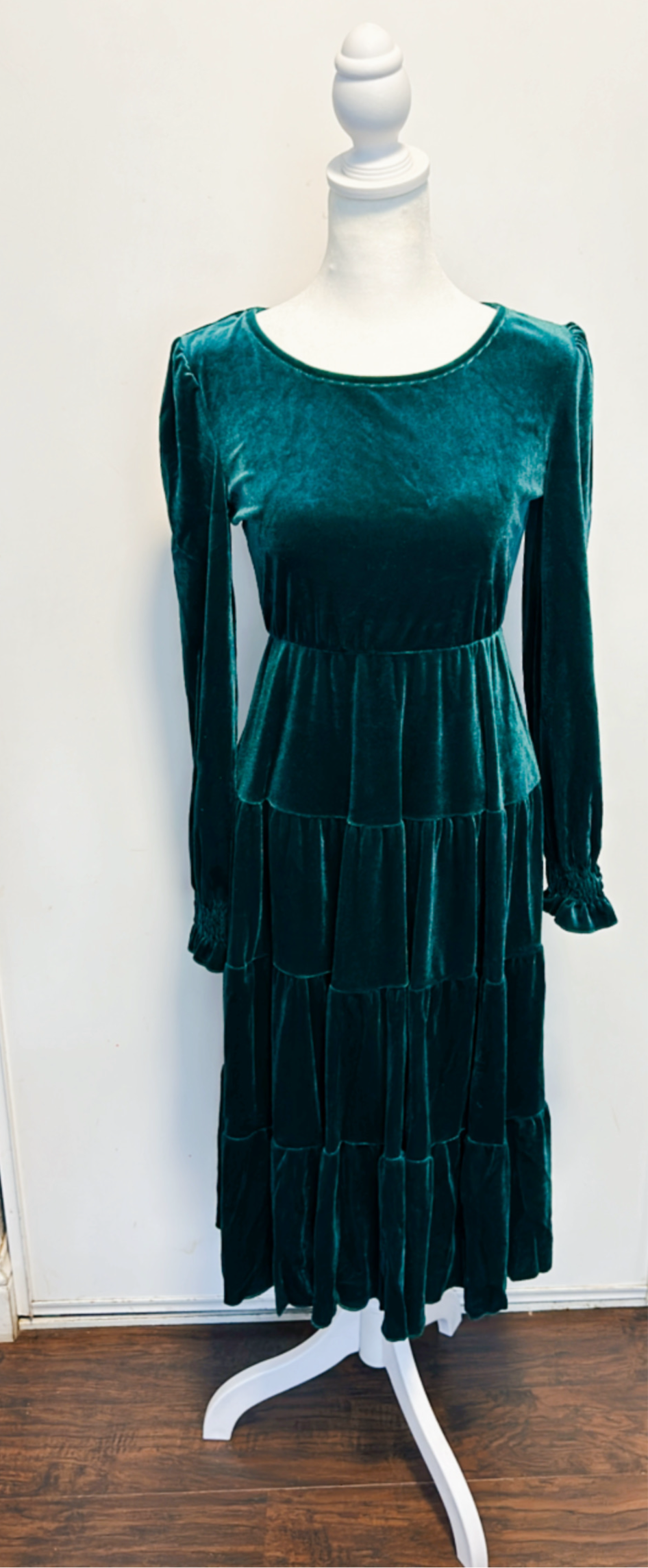 Green Velvet Midi Dress