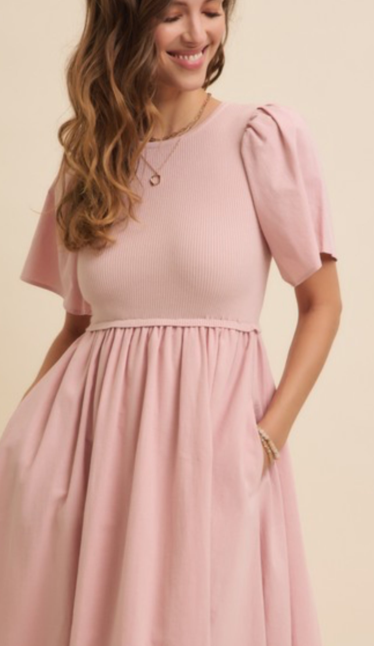 Pink Vest Midi Dress