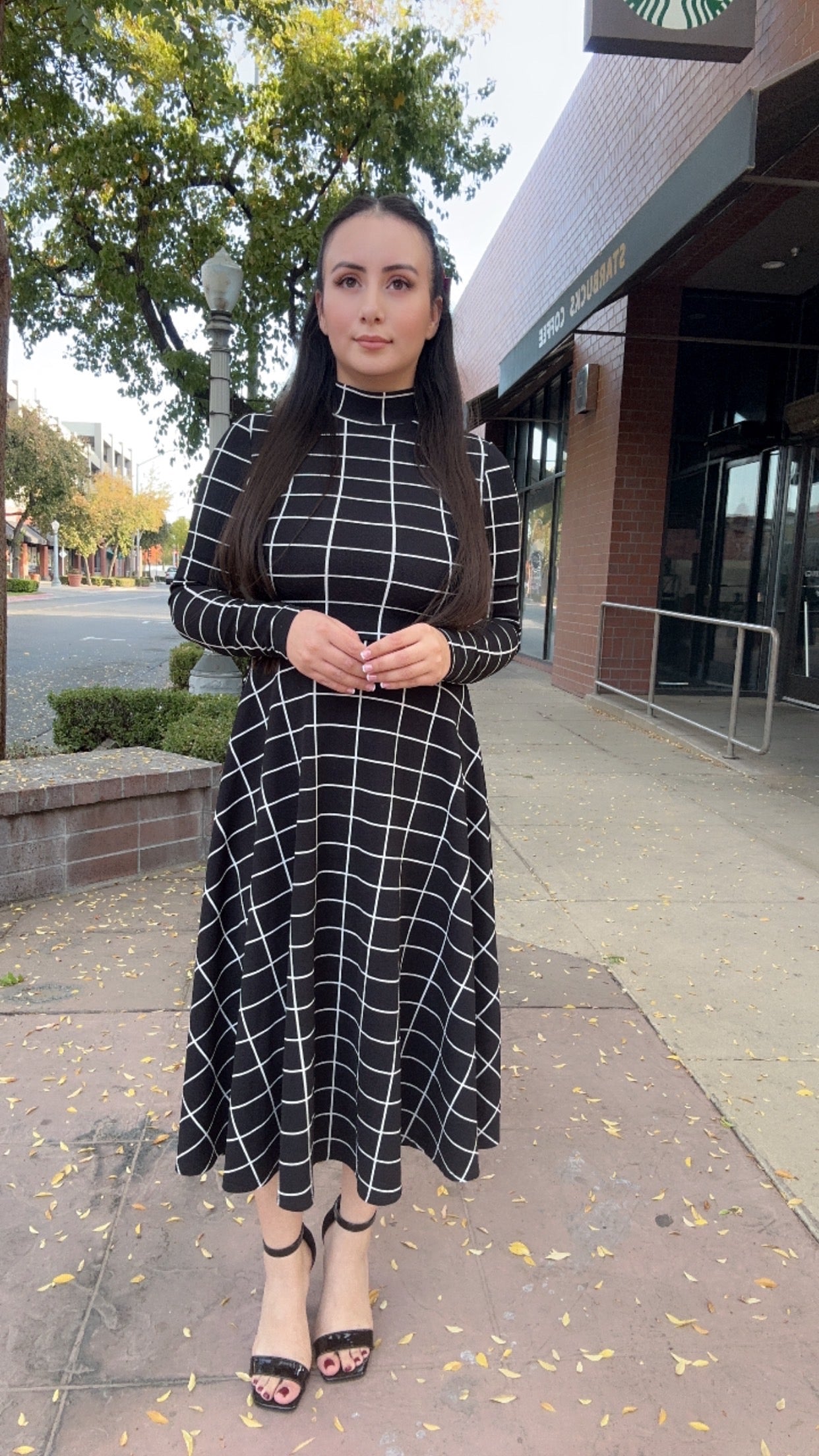 Black Striped Midi Dress