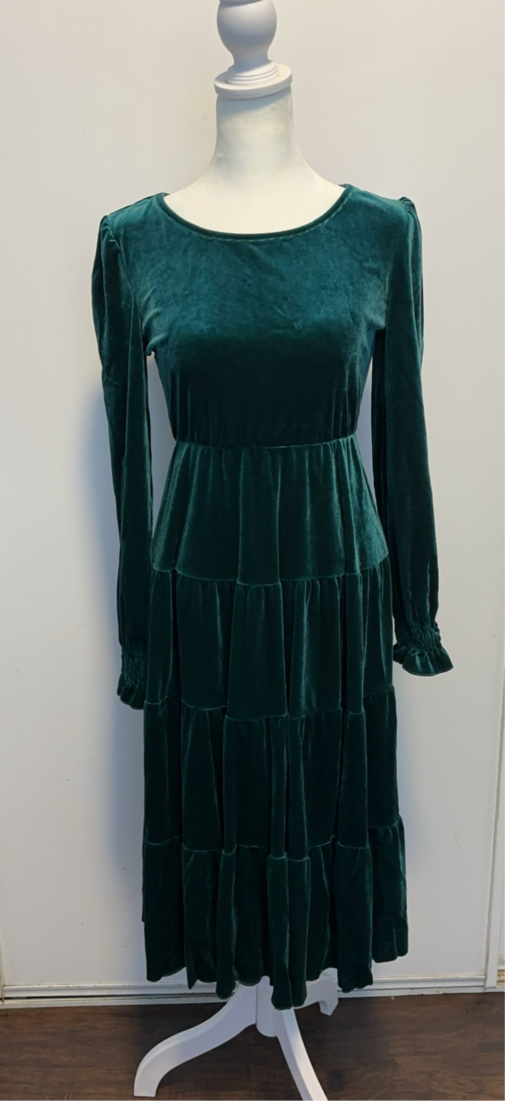 Green Velvet Midi Dress