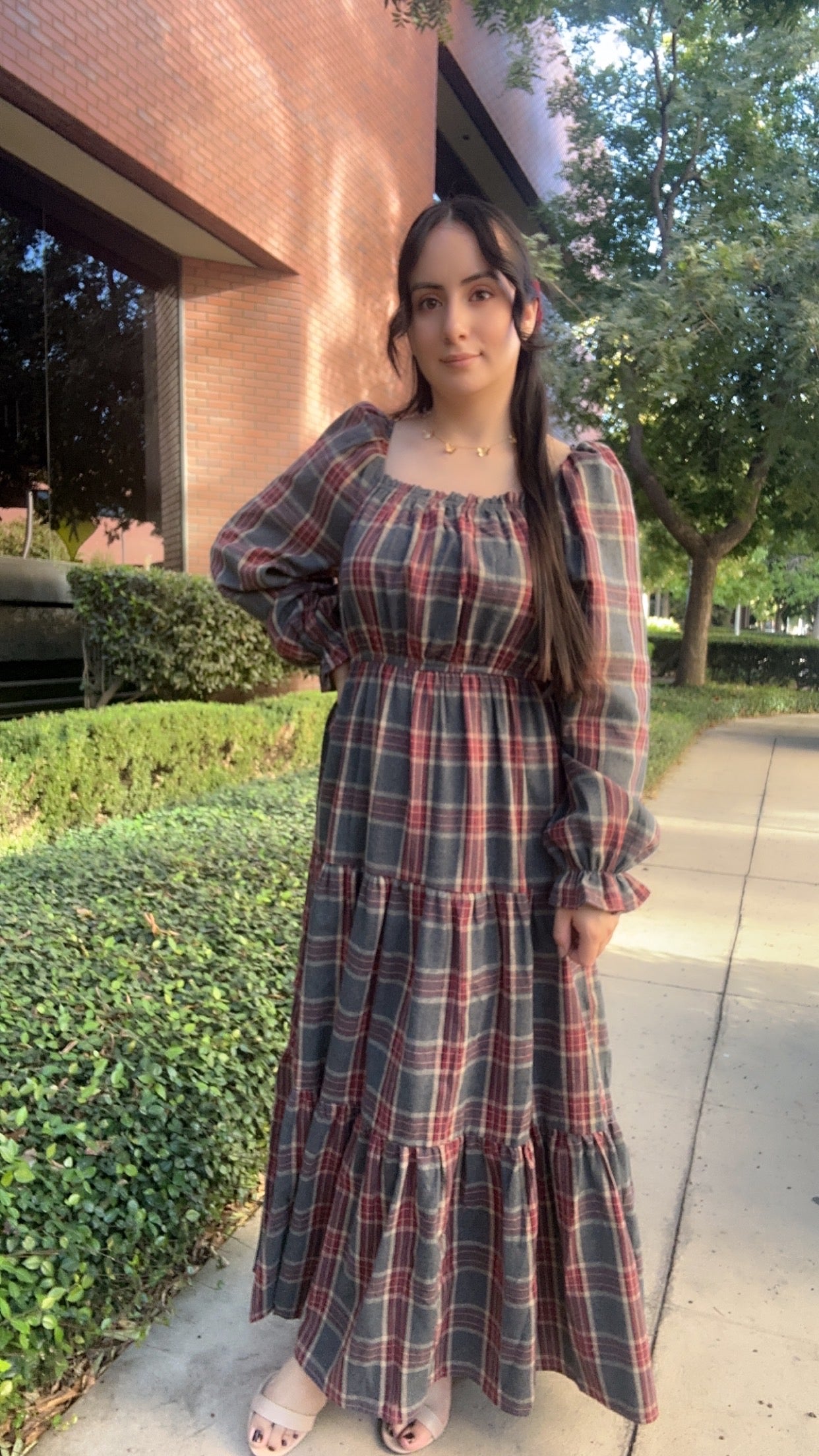 Plaid Midi Dress