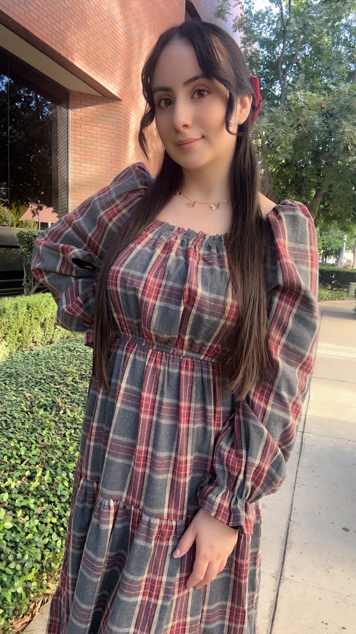 Plaid Midi Dress