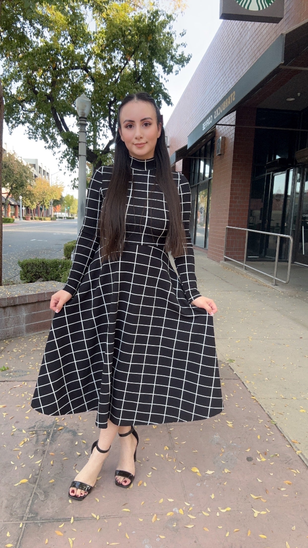 Black Striped Midi Dress