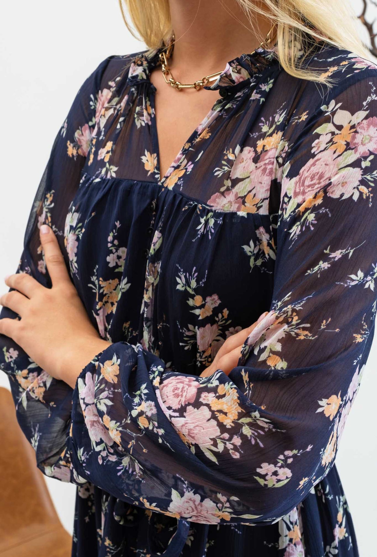 Navy Blue Floral Dress