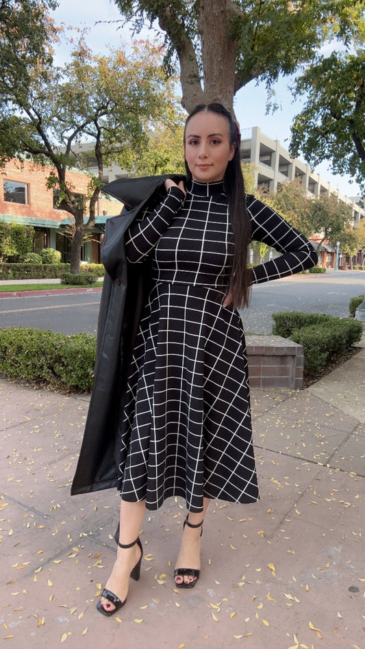 Black Striped Midi Dress