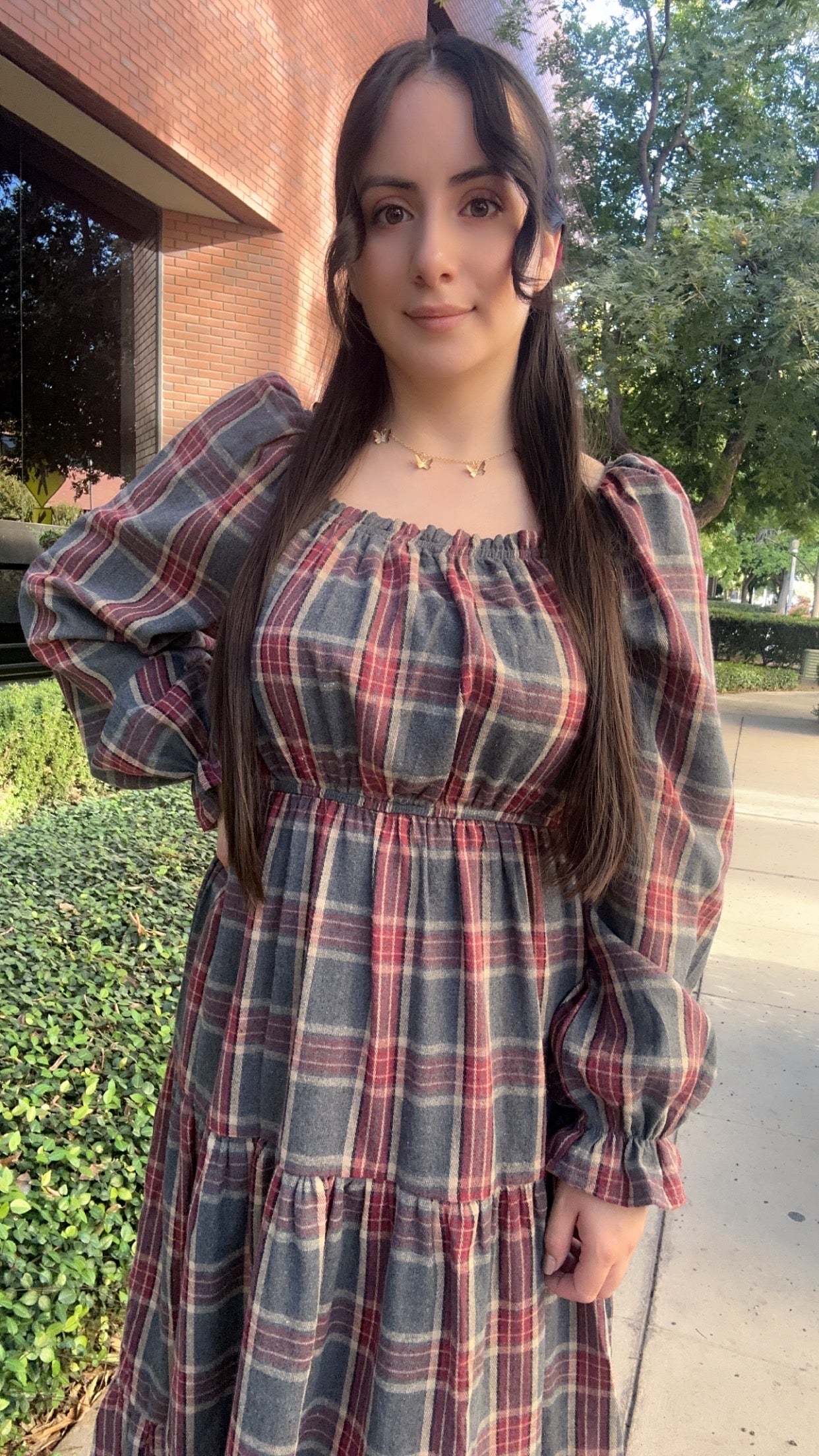 Plaid Midi Dress