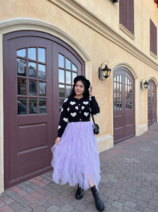 Lilac Tulle Midi Skirt