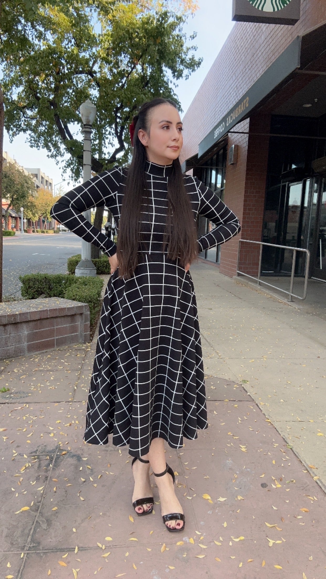 Black Striped Midi Dress