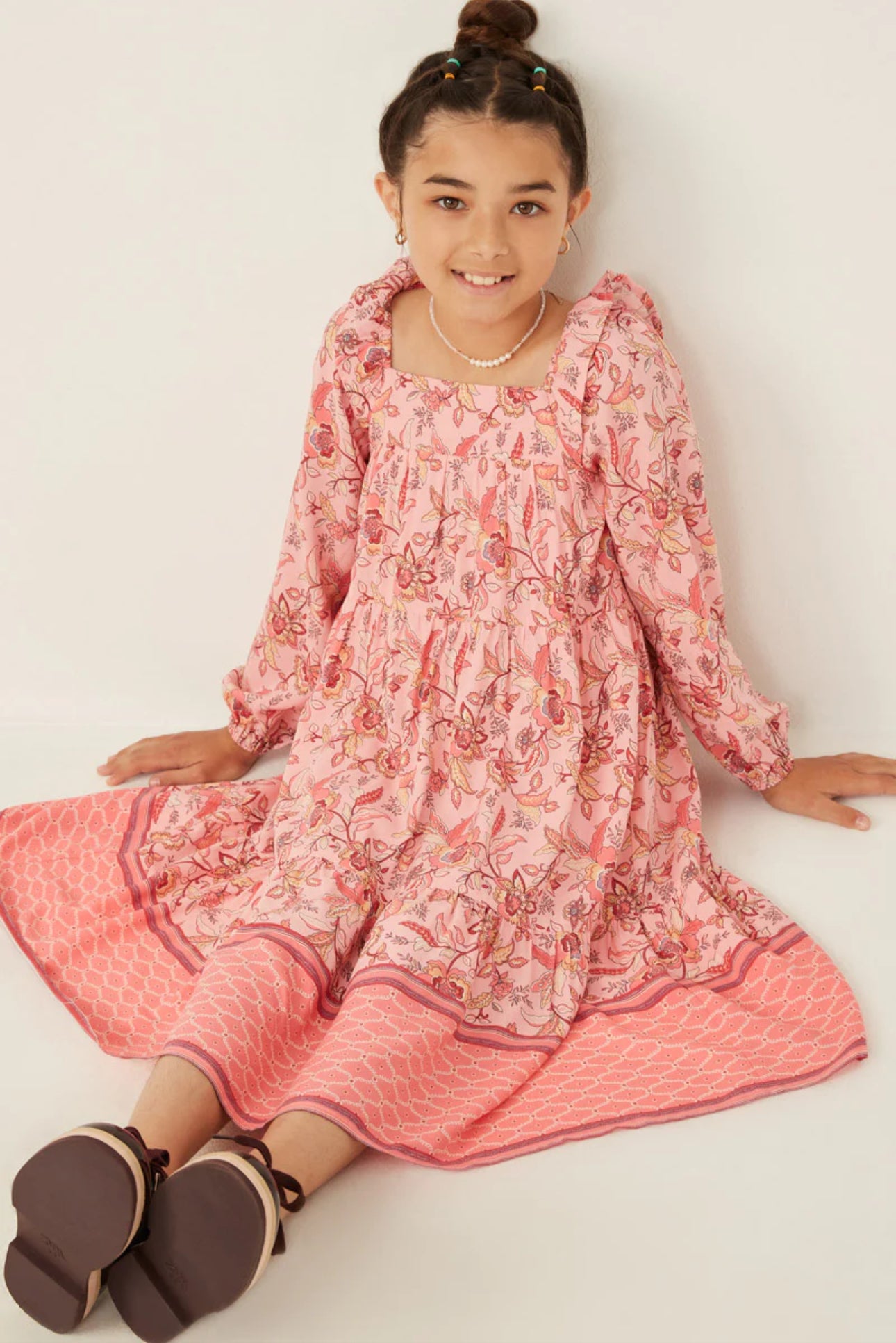 Boho Floral Midi Dress-Kids