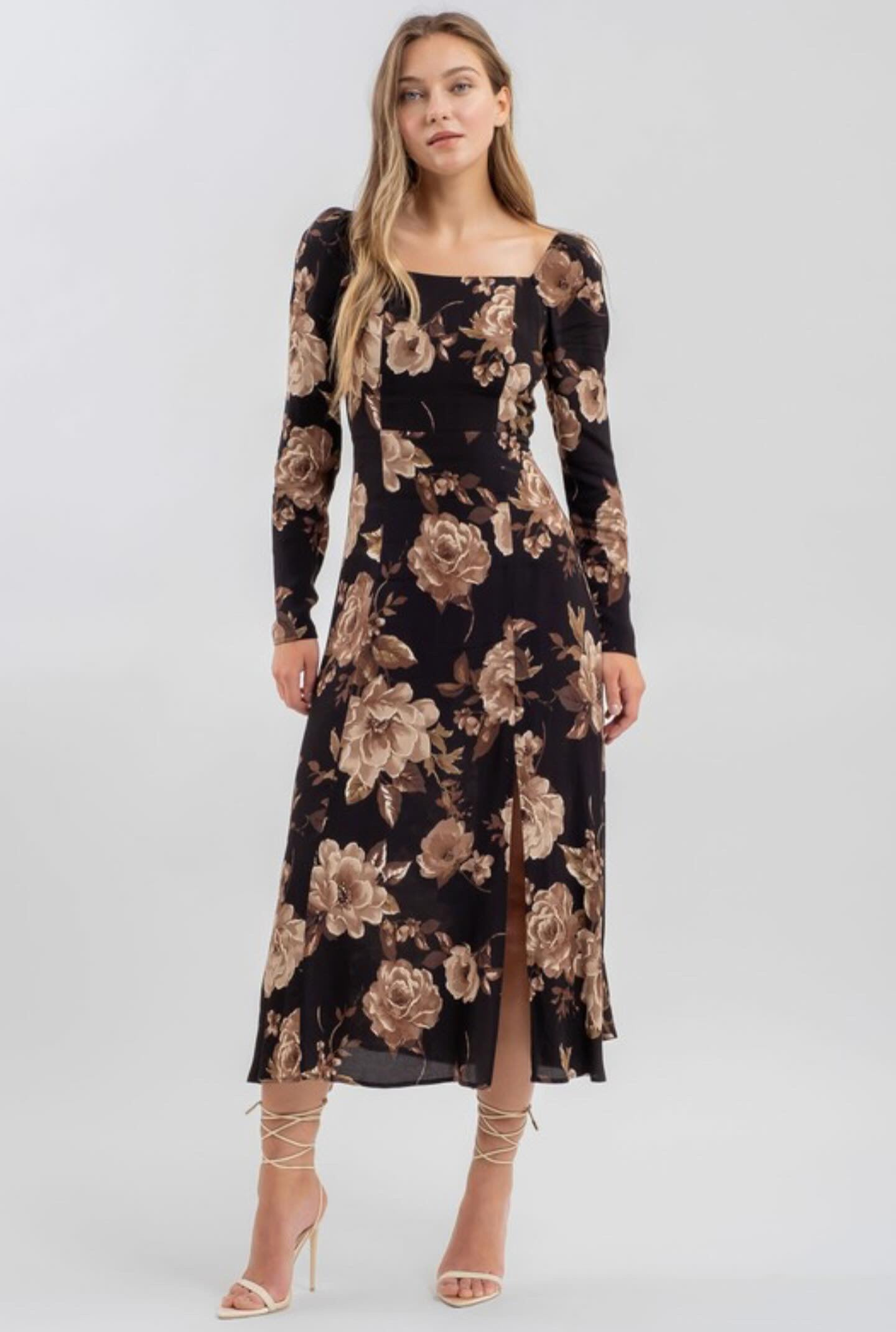 Yosi Black Floral Dress