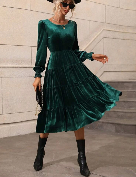 Green Velvet Midi Dress