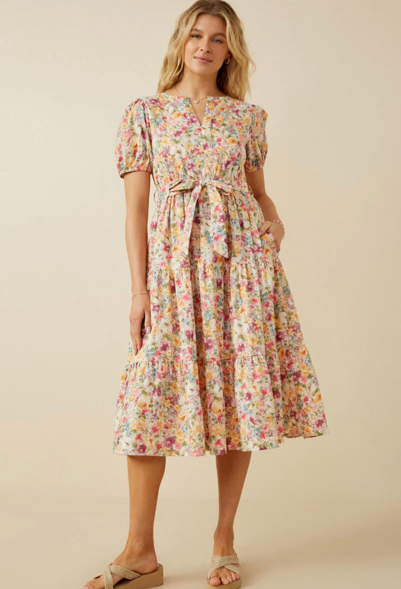 Lesly Floral Belted Dress