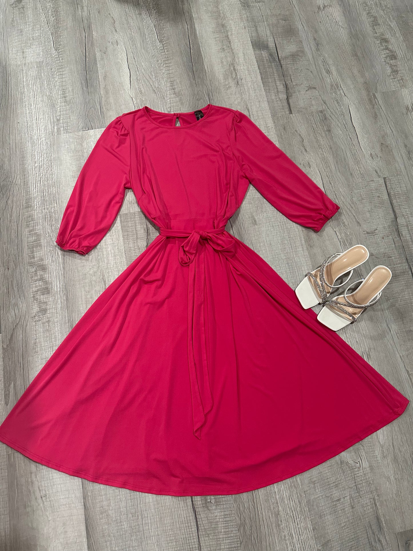 Olivia Midi Dress in Fuchsia