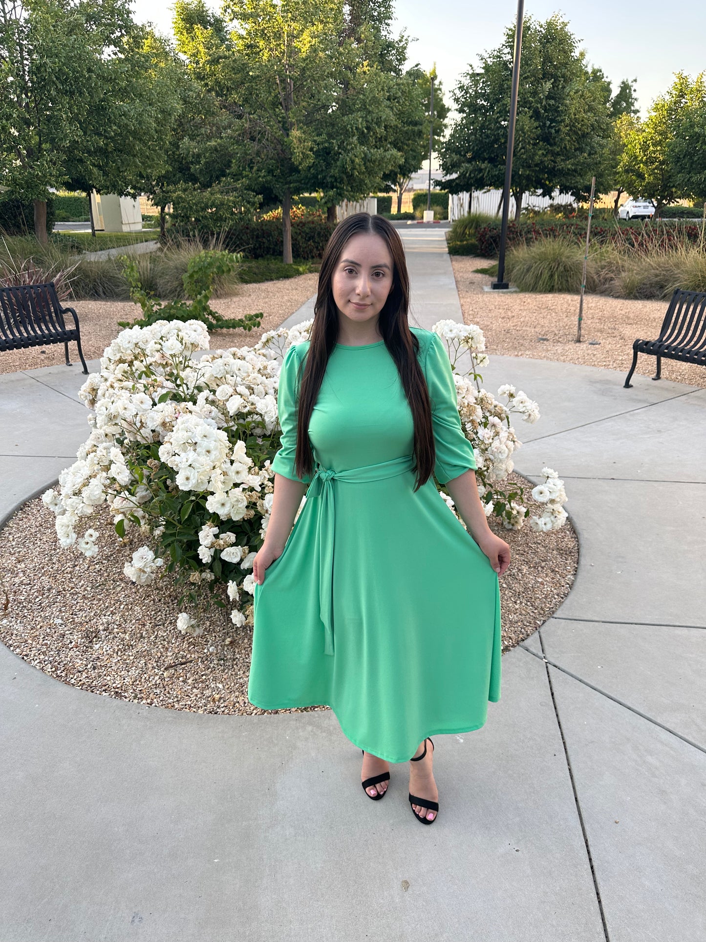 Olivia Midi Dress in kelly Green