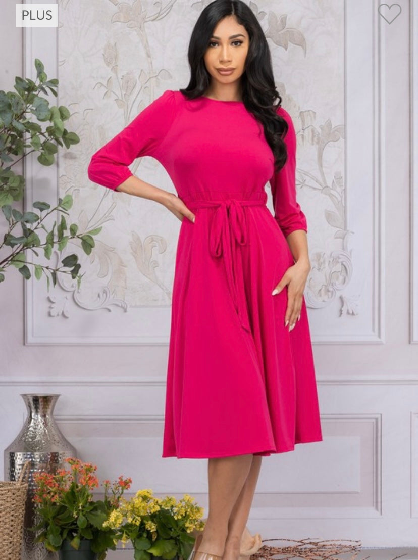 Olivia Midi Dress in Fuchsia